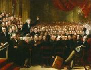 Oil painting of William Smeal addressing the Anti-Slavery Society at their annual convention Benjamin Robert Haydon